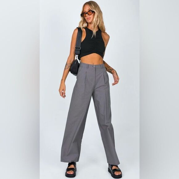 Princess Polly NWT Betsy High Rise Wide Leg Grey Casual to Career Pant Size 10 - Picture 9 of 15